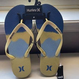 NEW Hurley Flip-flops Fun Beach Blue Print Size 9 NWT